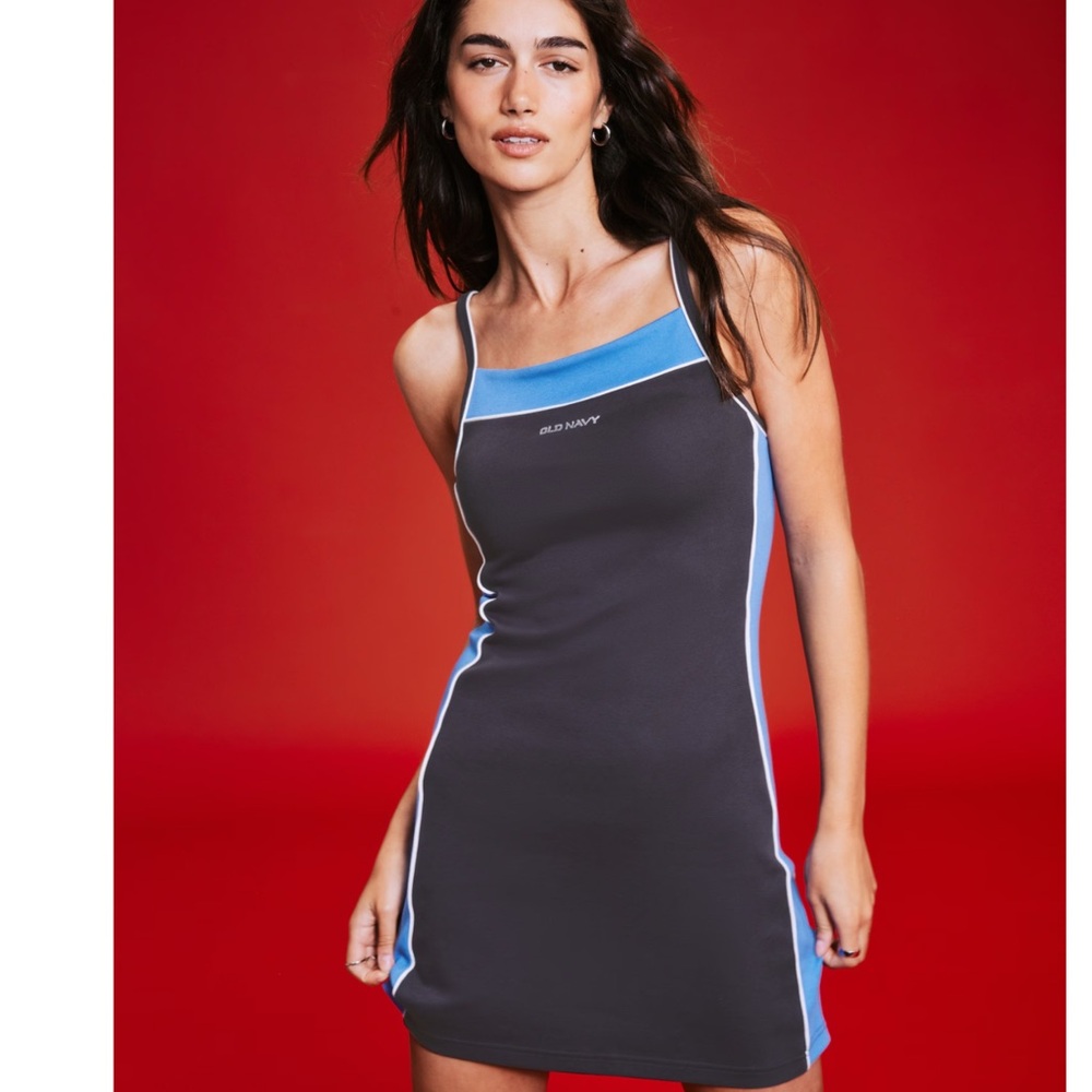 Old Navy Women's Black with Blue accents bodycon dress. Size S Tall.